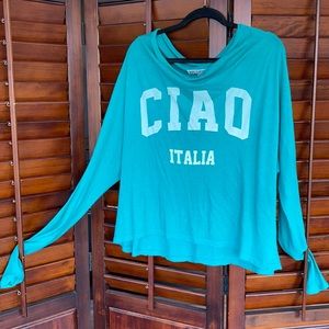 Ciao Italia WildFox garbage long sleeve tee in teal ( rare )